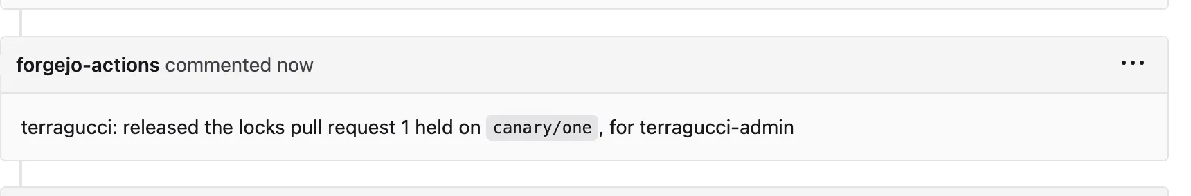 terragucci's reply to /terragucci unlock on pull request 1: it released the locks pull request 1 held on canary/one, for terragucci-admin